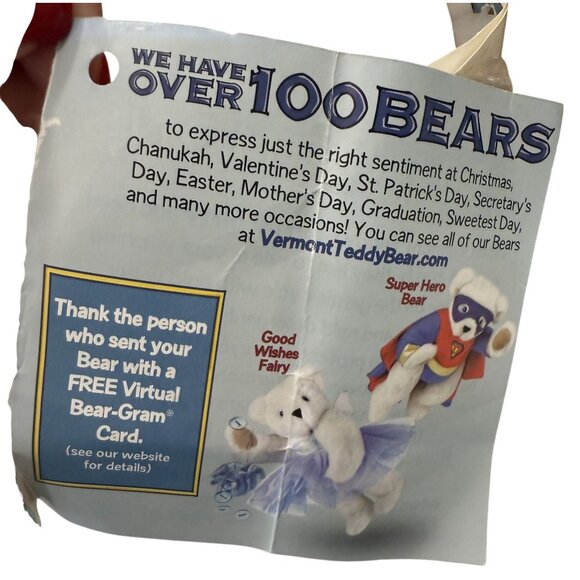 Vermont Teddy Bear Vintage 1994 17" Brown Plush With Tweed Hat/Cap Jointed - Picture 9 of 9